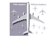 Vector overhead view airplanes set