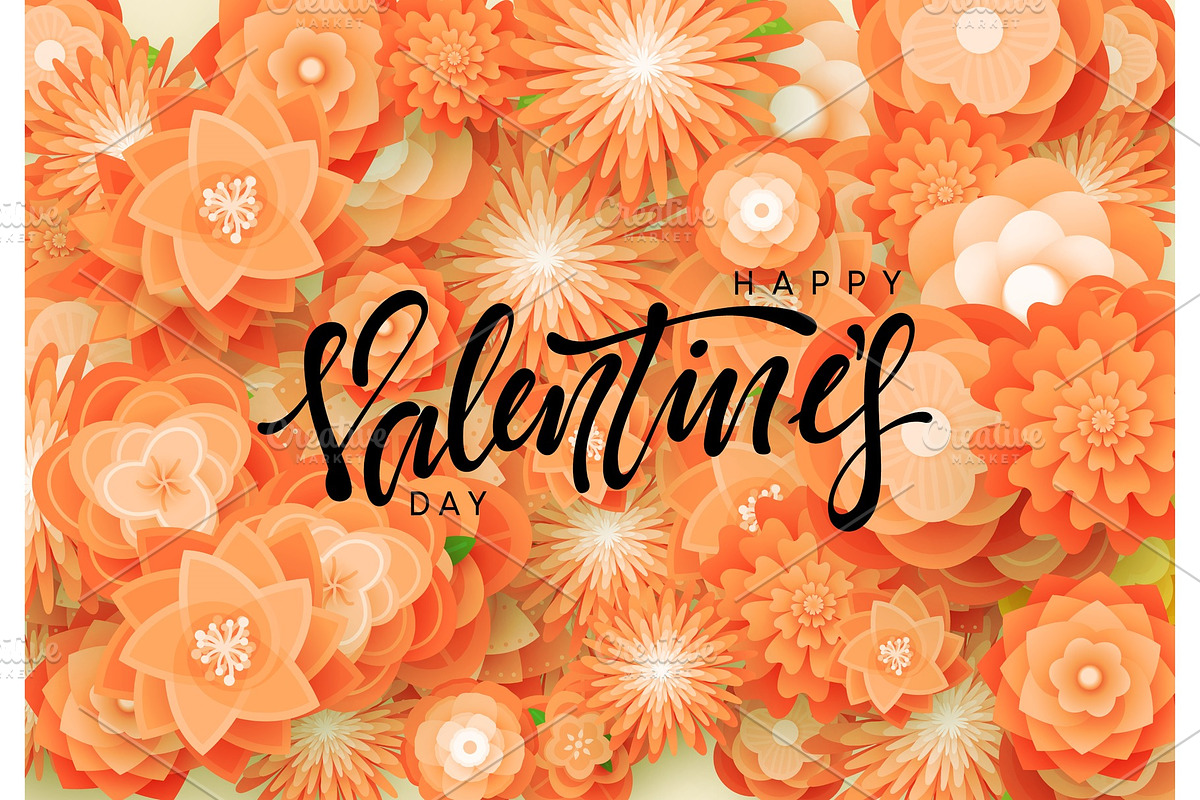 Happy Valentines Day. Flower colorful background. in Illustrations - product preview 8