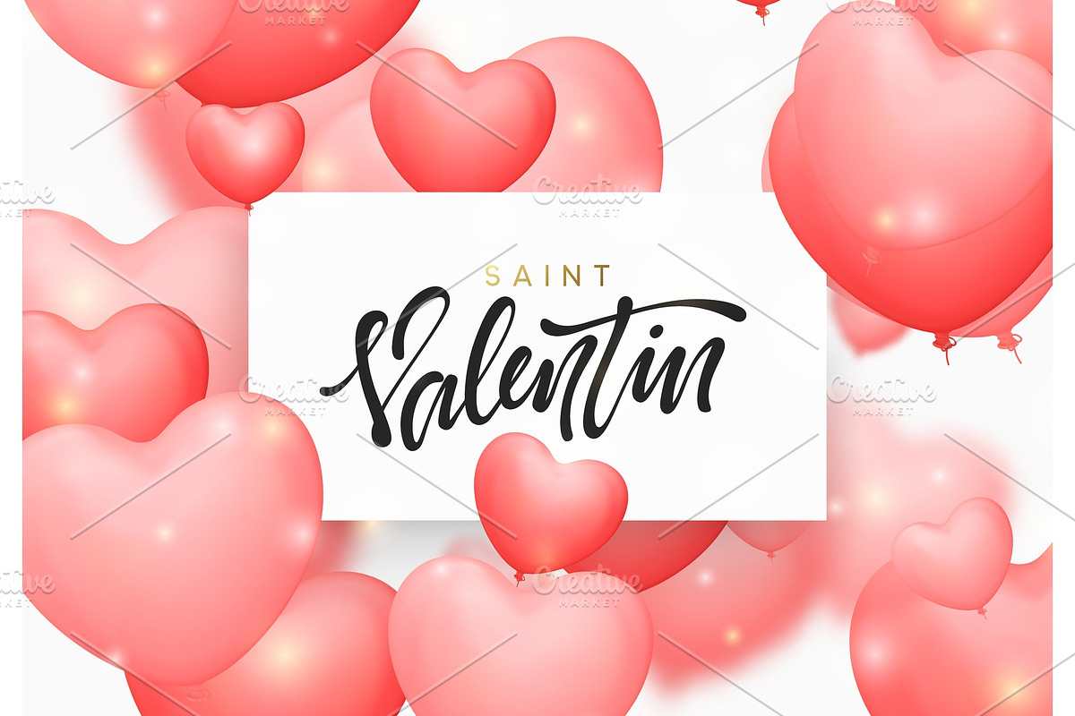 Saint valentin background with pink color balloons in the form of hearts in Objects - product preview 8