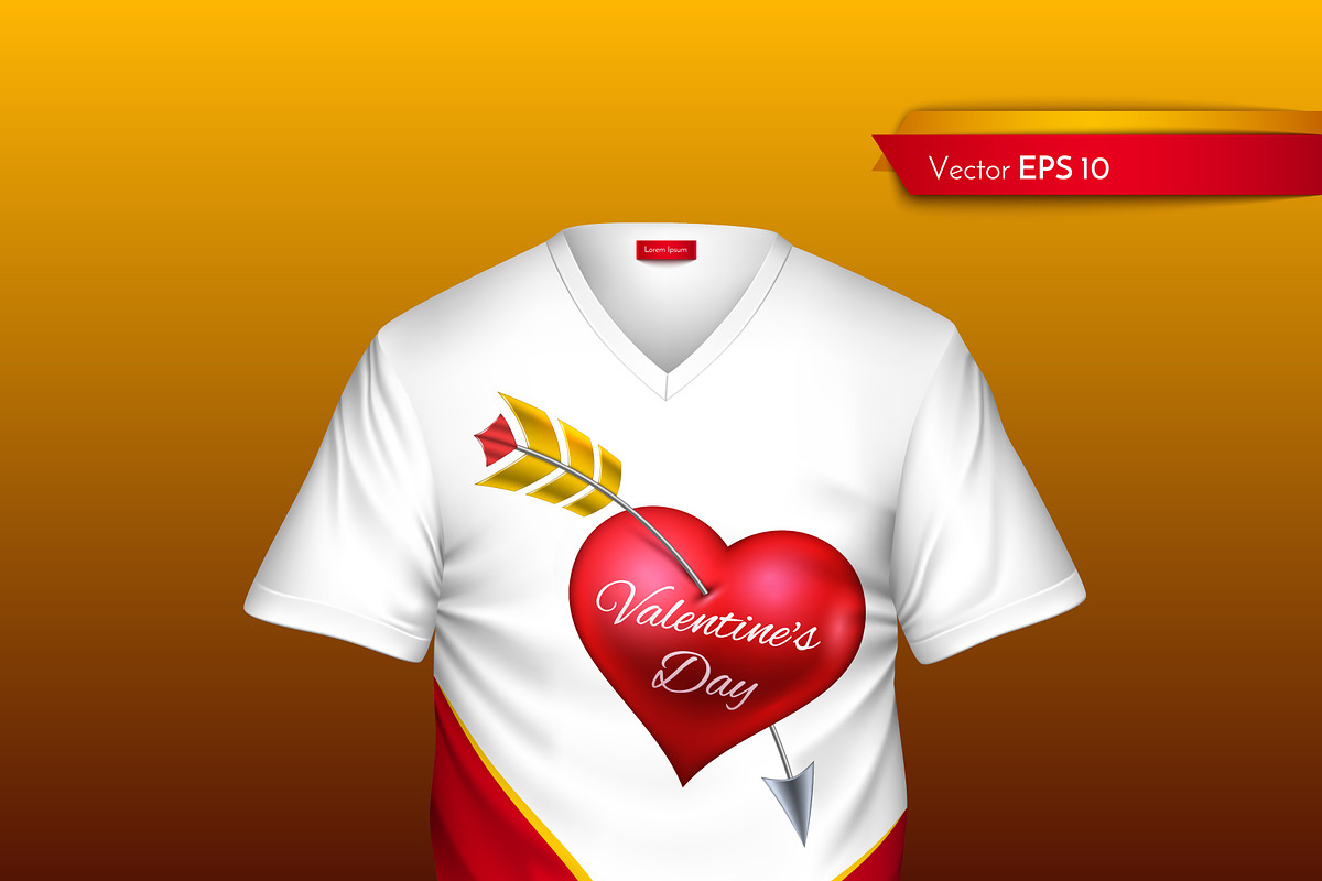 Vector realistic t-shirt heart in Objects - product preview 8