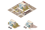 Vector isometric low poly police building icon
