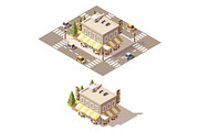 Vector isometric low poly cafe