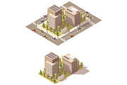 Vector isometric low poly town street