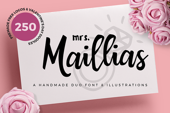 Mrs Maillias Duo Font & Doodles in Script Fonts - product preview 3