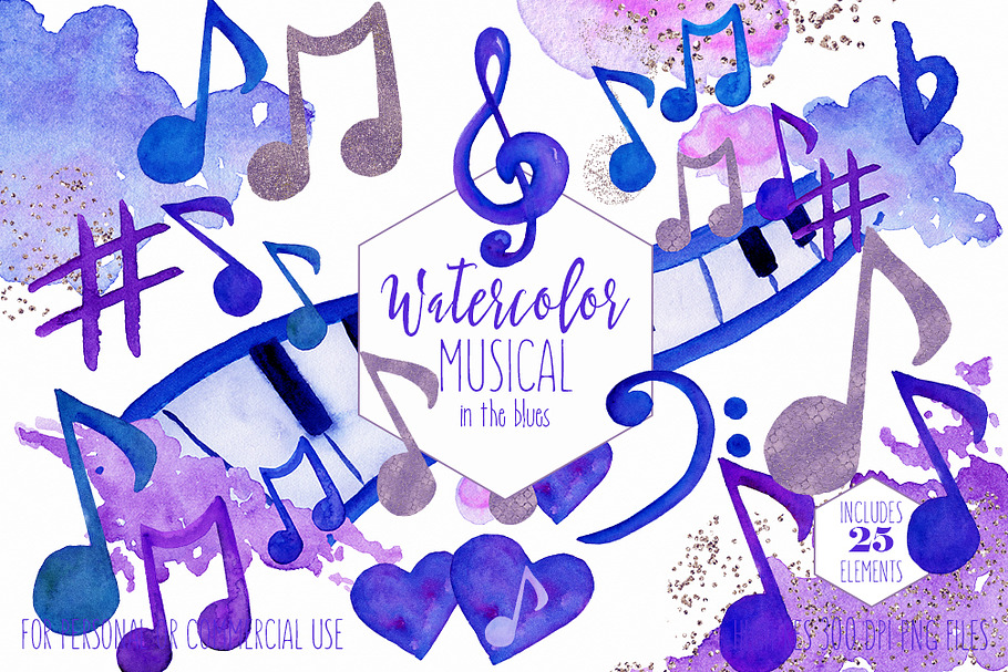 Watercolor Musical Clipart