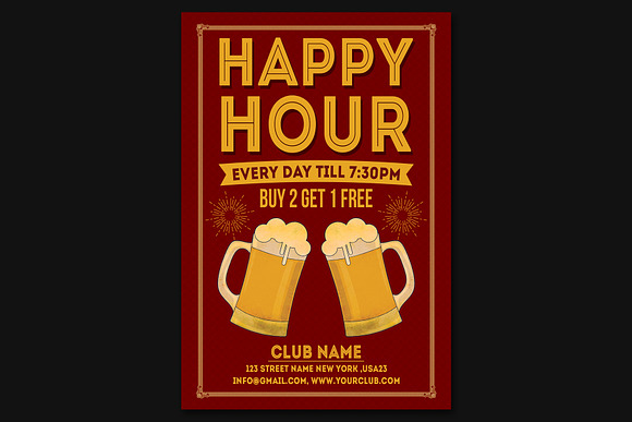 Happy Hour Flyer in Flyer Templates - product preview 6