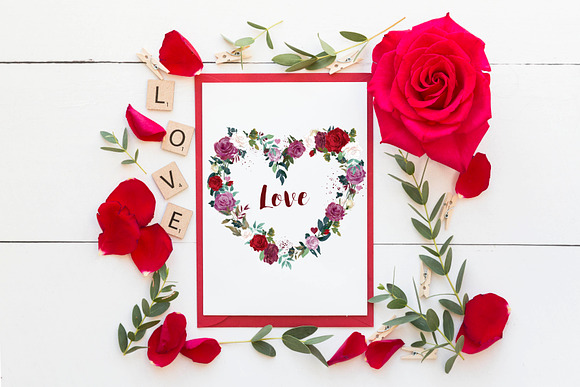 Card Mockup - red roses in Print Mockups - product preview 2