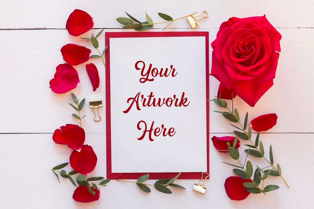 Card Mockup - red roses in Print Mockups - product preview 8
