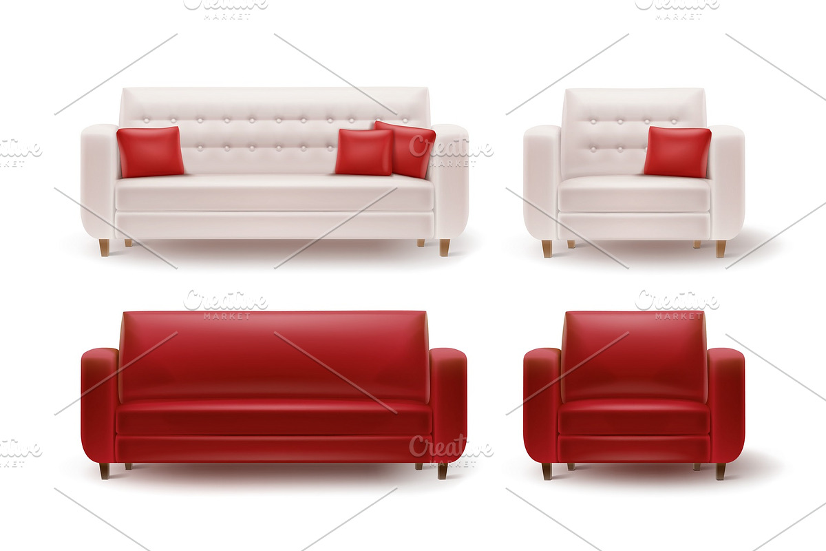 Set of armchairs with sofas in Illustrations - product preview 8