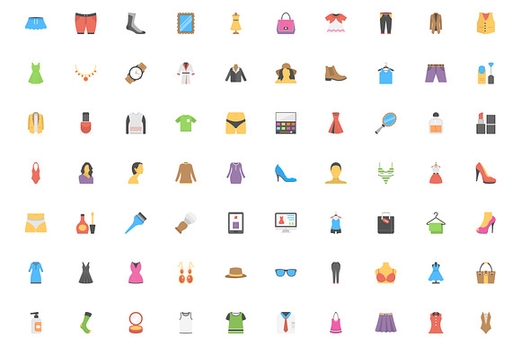 150 Fashion Flat Vector Icons in Graphics - product preview 1