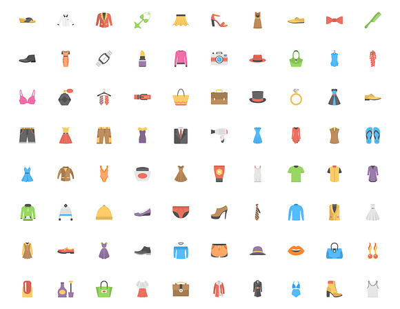 150 Fashion Flat Vector Icons in Graphics - product preview 2