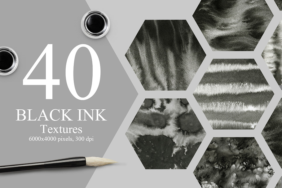 40 Black Ink Textures in Textures - product preview 8