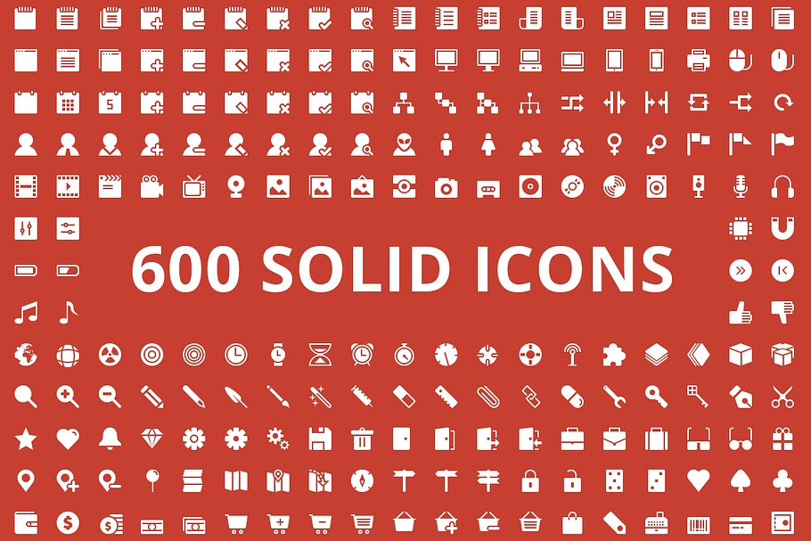 600 Solid Vector Icons