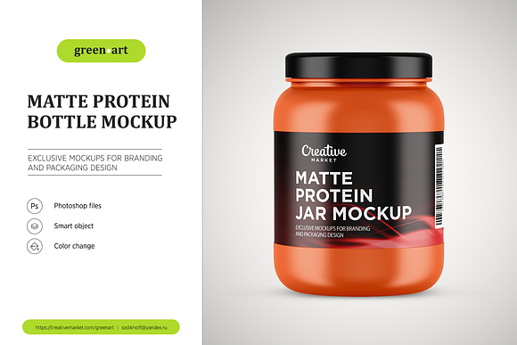 Plastic Protein Jar Mockup in Product Mockups - product preview 2