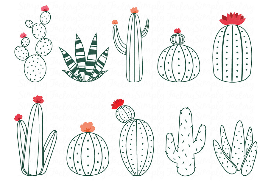 Cactus Doodle Collections Set