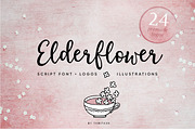 Elderflower script font + logos