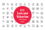 100 Love and Valentine Doodle Icons