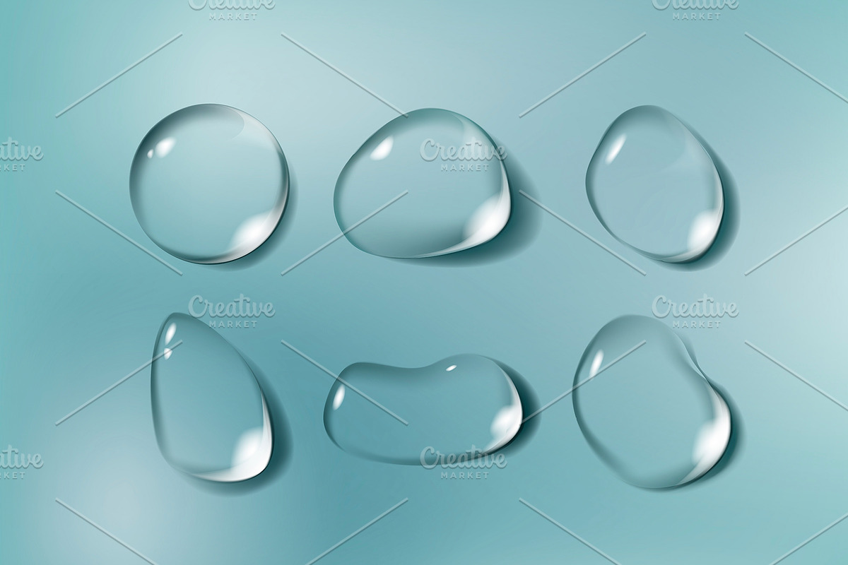 Realistic water drops set in Illustrations - product preview 8