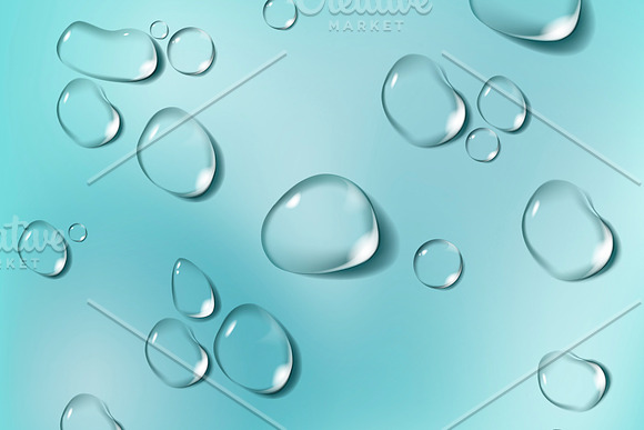 Realistic water drops set in Illustrations - product preview 1
