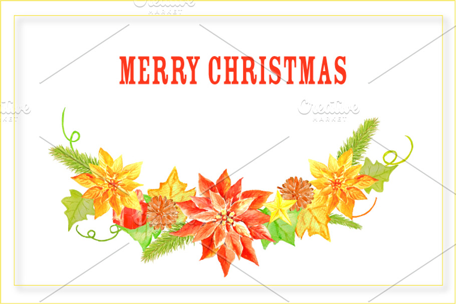 Watercolor Christmas Border Corner in Illustrations - product preview 8