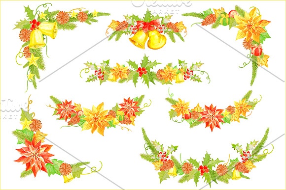 Watercolor Christmas Border Corner in Illustrations - product preview 1