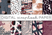 Blue Maroon Abstract Digital Papers