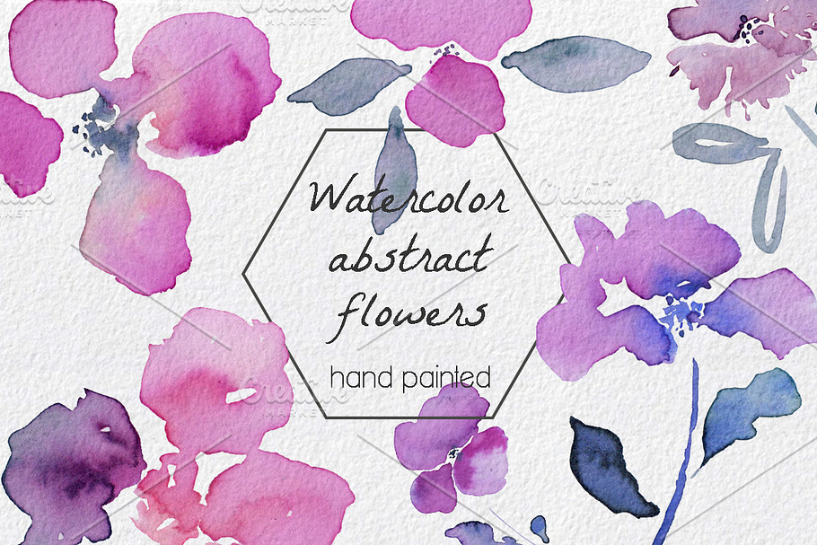 Abstract Flowers watercolor Clip art