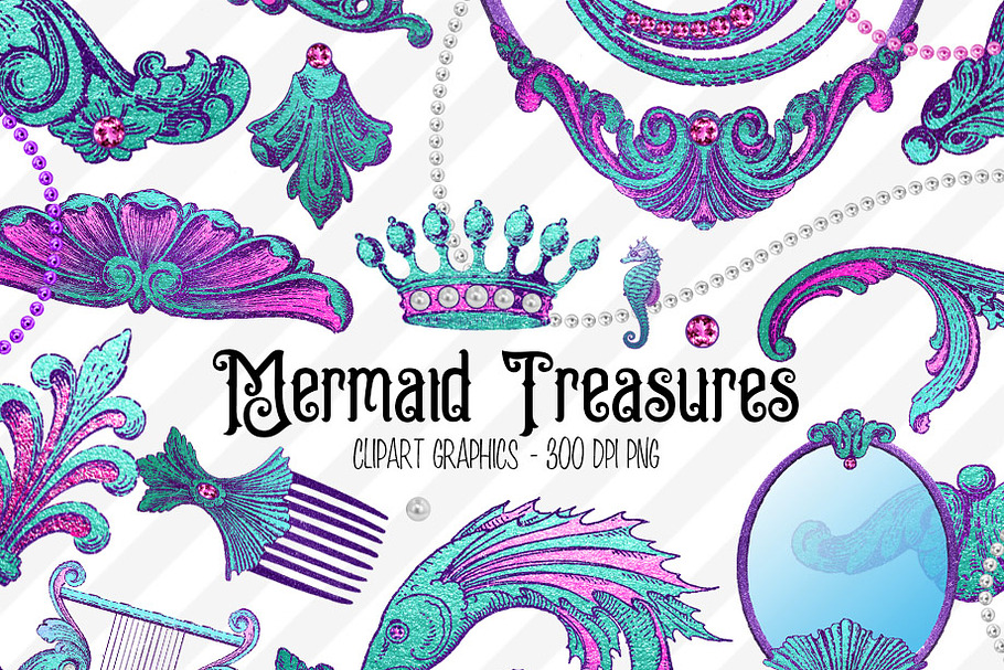 Mermaid Treasures PNG Graphics in Objects - product preview 8