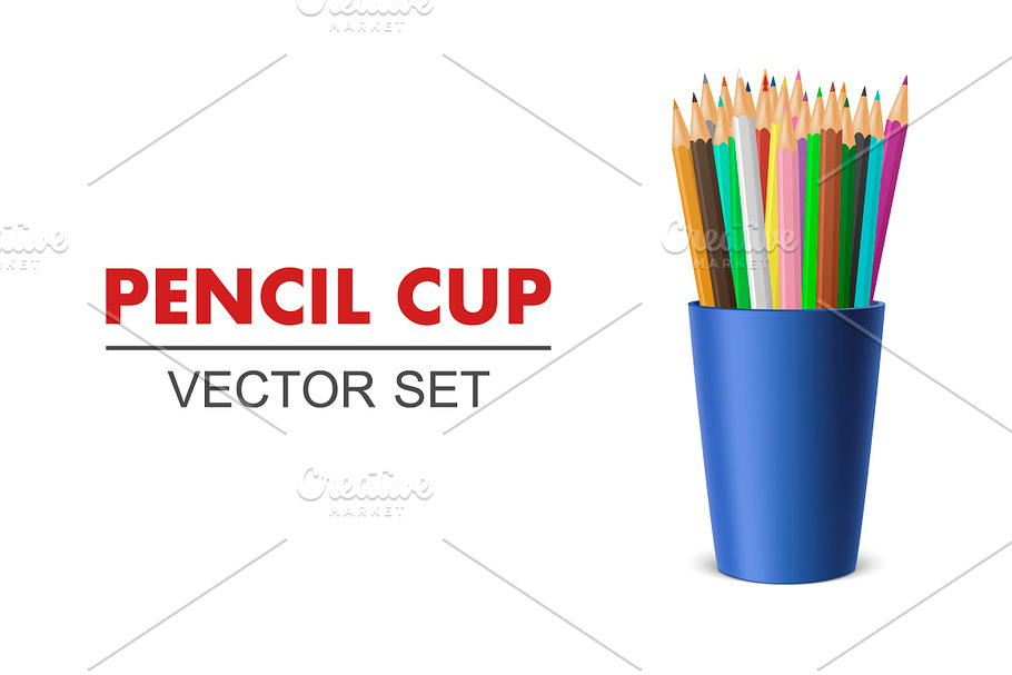 Pencil cup. Vector set.  in Illustrations - product preview 8