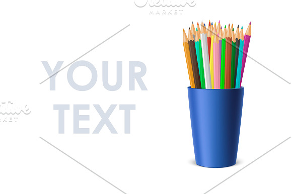 Pencil cup. Vector set.  in Illustrations - product preview 3