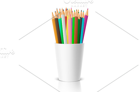 Pencil cup. Vector set.  in Illustrations - product preview 4