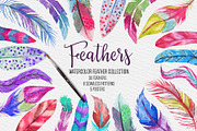 Watercolor Feather Clipart