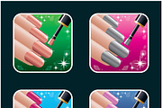 Set of icons of women's manicure.