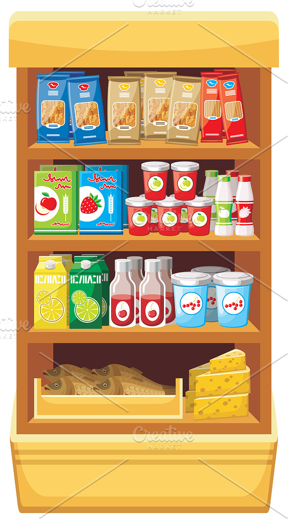 Shelves products in the supermarket in Illustrations - product preview 2