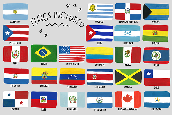 Hand Painted Flags of the Americas in Illustrations - product preview 6