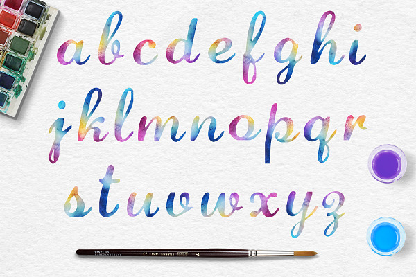 Rainbow Watercolor PNG Font