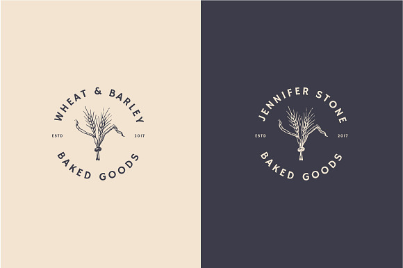 6 Vintage Hand Drawn Bakery Logos in Logo Templates - product preview 1