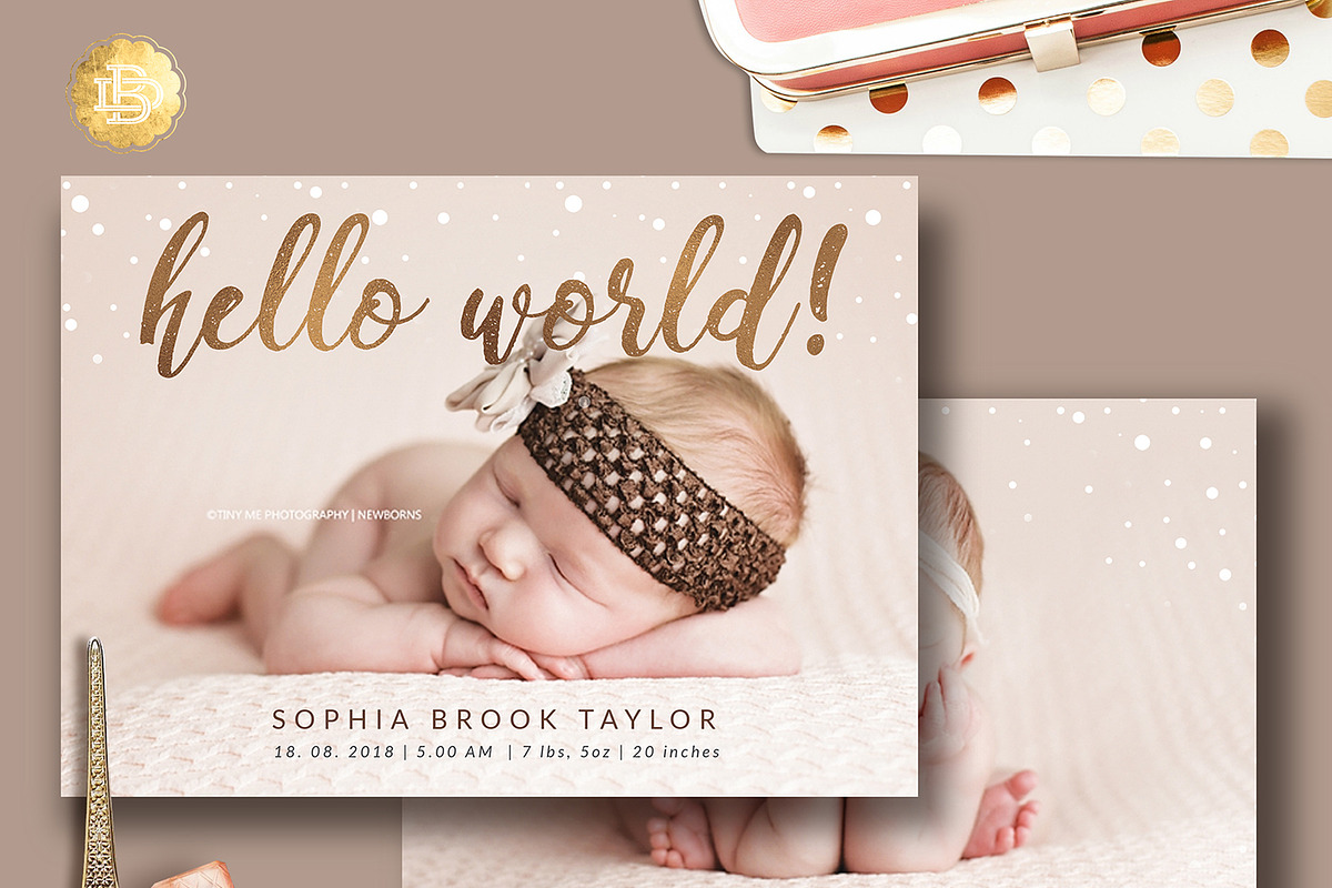 Baby Newborn Annoucement Card BA001 in Card Templates - product preview 8