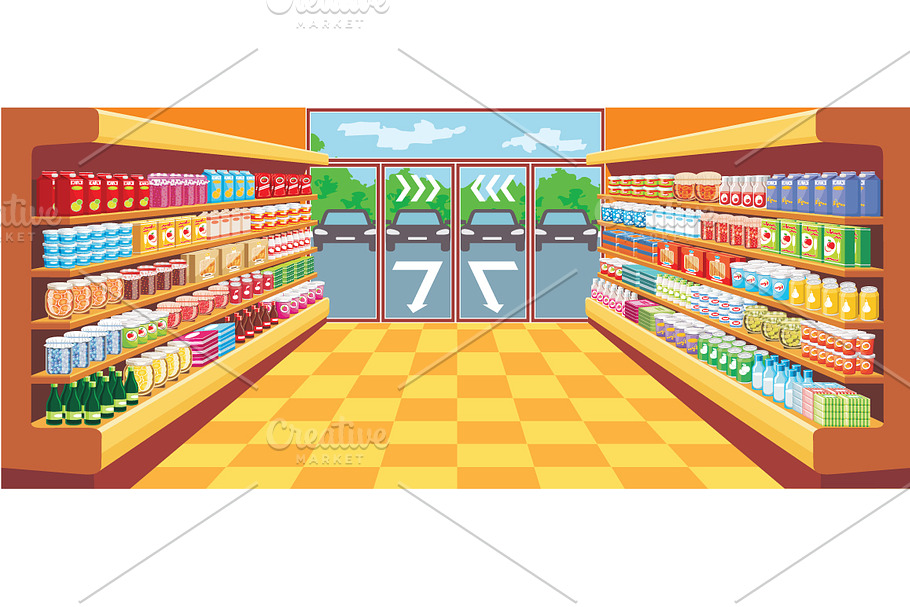 Shelves products in the supermarket in Illustrations - product preview 8