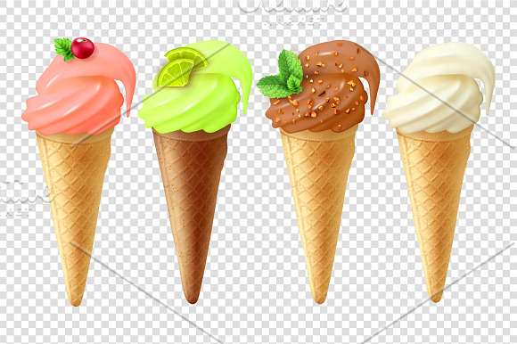 Ice Cream Realistic Set in Illustrations - product preview 4