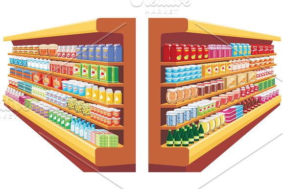 Shelves products in the supermarket in Illustrations - product preview 2