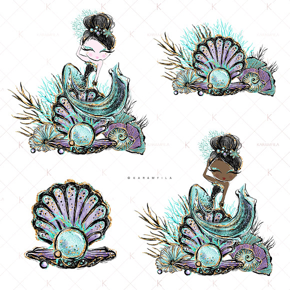 Audrey Hepburn Style Mermaids in Illustrations - product preview 2