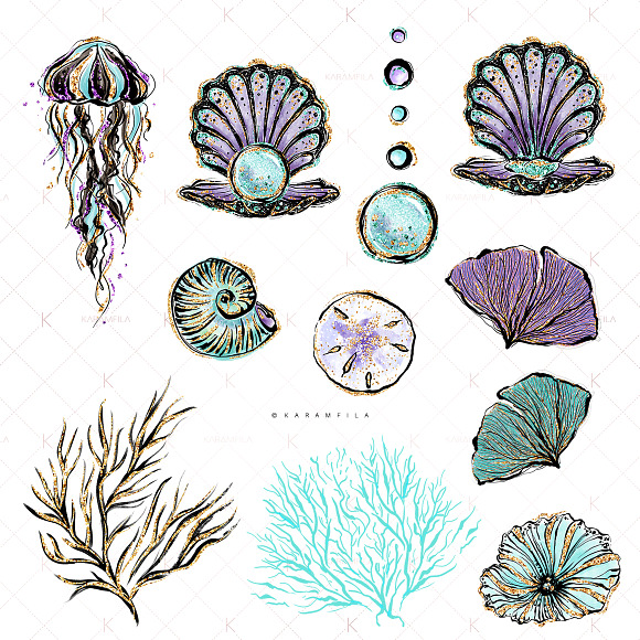 Audrey Hepburn Style Mermaids in Illustrations - product preview 3