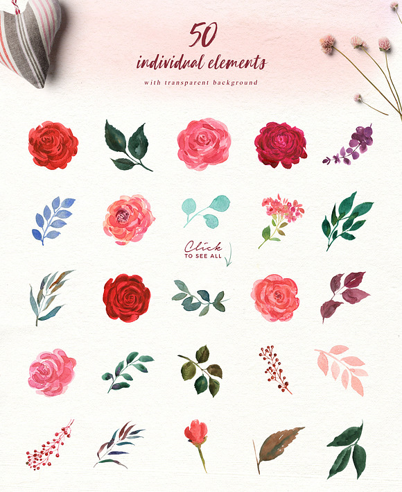 Scarlet Watercolor Clip Art Set in Illustrations - product preview 4