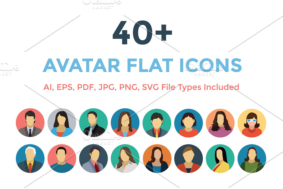 40+ Avatars Flat Icons