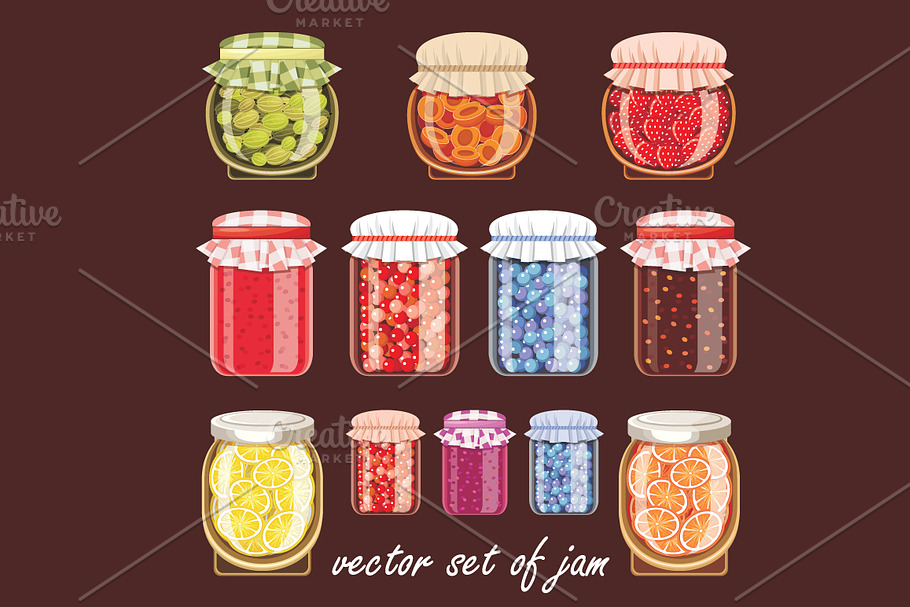 Jars of different shapes and jam. in Illustrations - product preview 8