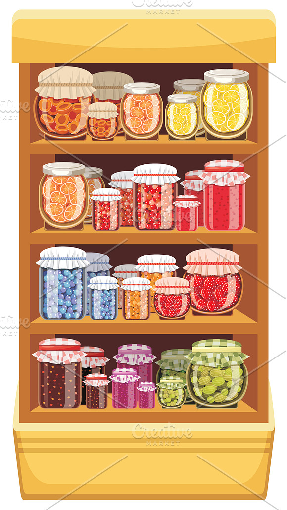 Jars of different shapes and jam. in Illustrations - product preview 2