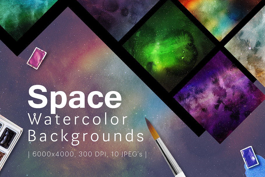 Space Watercolor Backgrounds in Textures - product preview 8