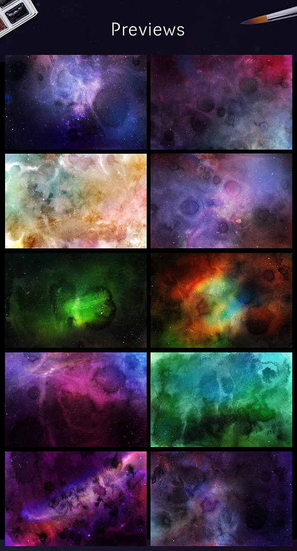 Space Watercolor Backgrounds in Textures - product preview 1