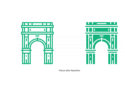 Landmarks of Italy - Florence in Glyph Icons - product preview 3